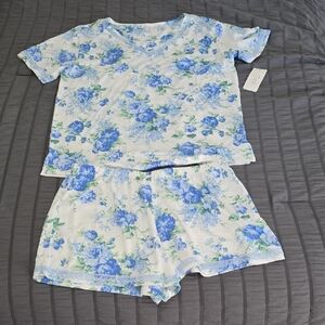 Floral Blue Pajama Set Sz Sm Nwt